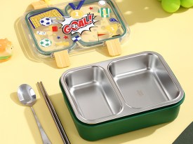 Vianda rectangular acero con cubiertos 